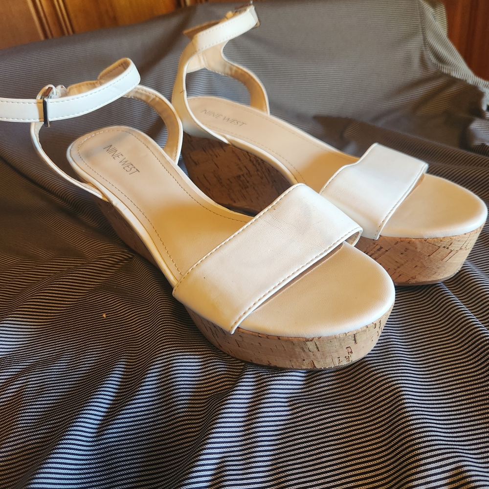 Nine West Women's White Platform Sandals